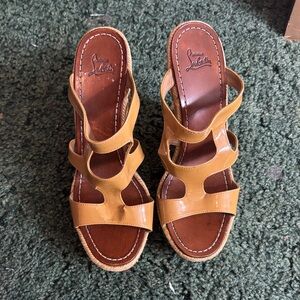 Christian Louboutin patent platform wedges